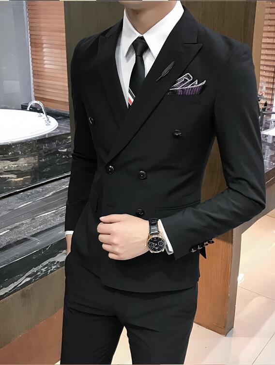 帥氣雙排扣修身韓版小西裝